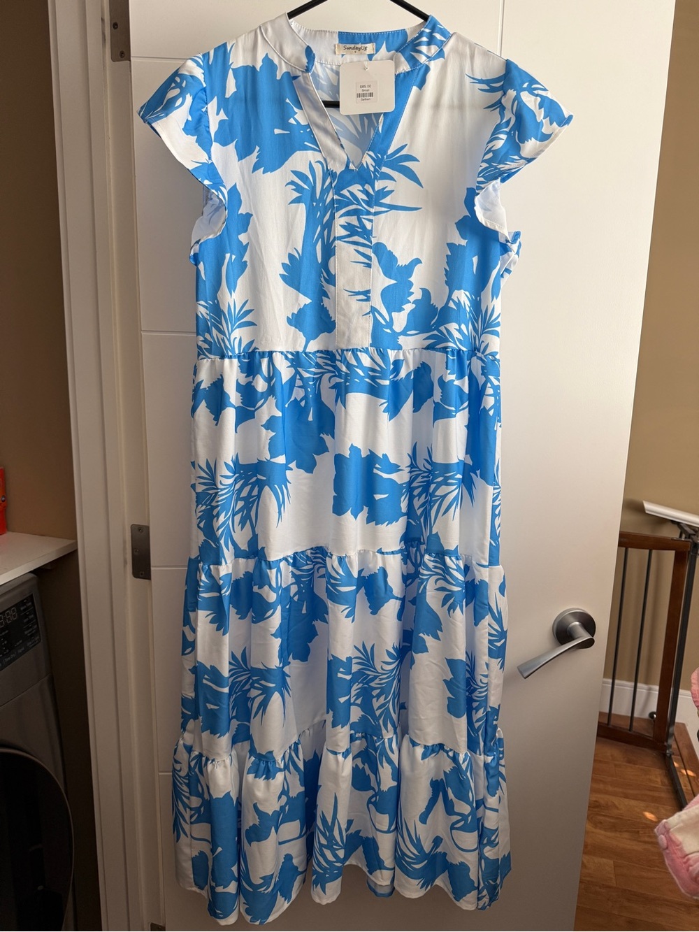 Sunday Blue and White Floral Maxi Dress